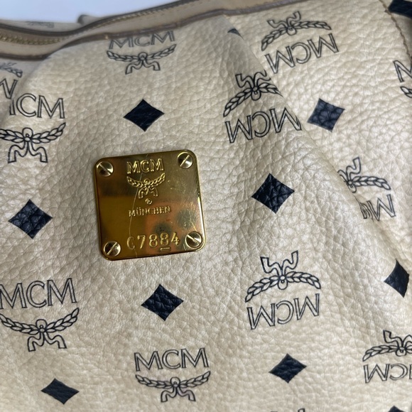 MCM Beige Monogram 2 Way Shoulder Bag - Picture 8 of 12